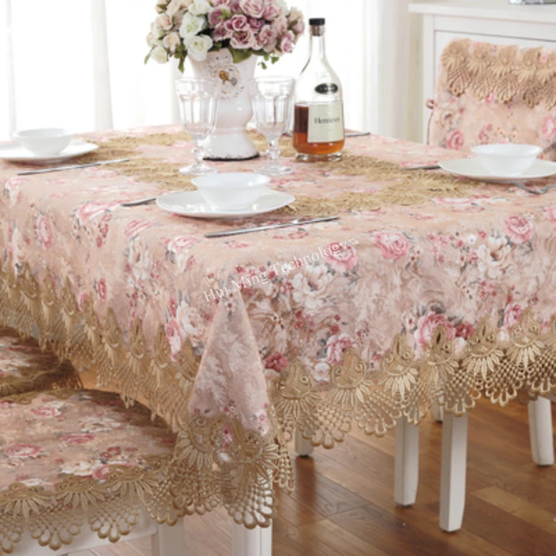

Europe luxury embroidered tablecloth table dining table cover table cloth flower Lace bedside TV cabinet dust cloth HM1358