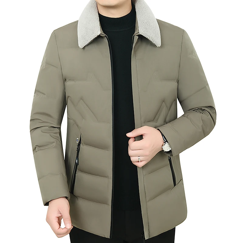 Casual Mens Autumn Winter Warm Duck Down Jackets Solid Outwear Windproof Thick Hooded  Puffer Coats Detachable Fur Collar Parkas