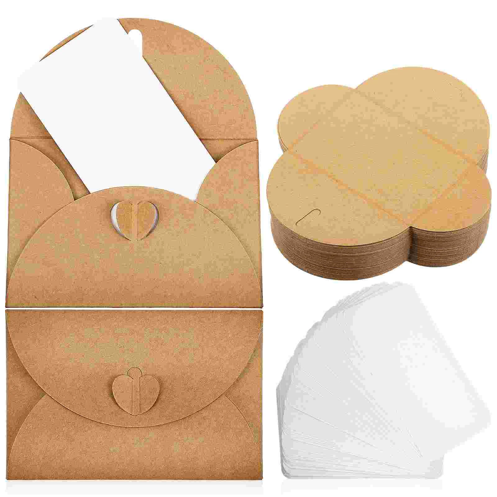 

1 Set Retro Small Kraft Paper Textured Thick Plain Cards and Envelopes Empty Cards with Envelopes Envelopes with Blank Cards