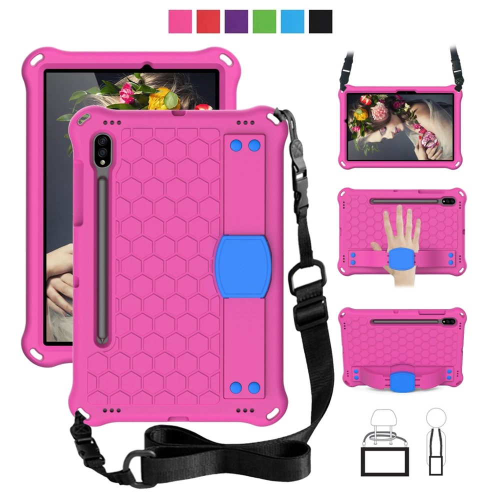 

Чехол для Samsung Galaxy Tab S7, 11 дюймов, 2020 дюймов, женская модель T870 T875, детский безопасный Чехол из вспененного этилвинилацетата с плечевым ремешк...