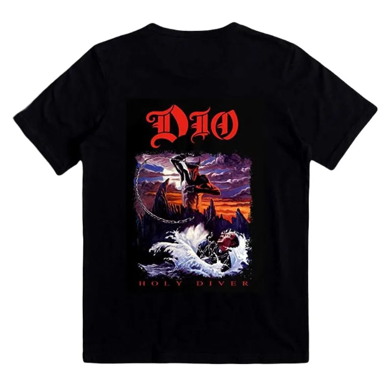 

Hot Dio Holy Diver Unisex Cotton Tee O-Neck Cotton T Shirt Men Casual Short Sleeve Tees Tops Harajuku Streetwear