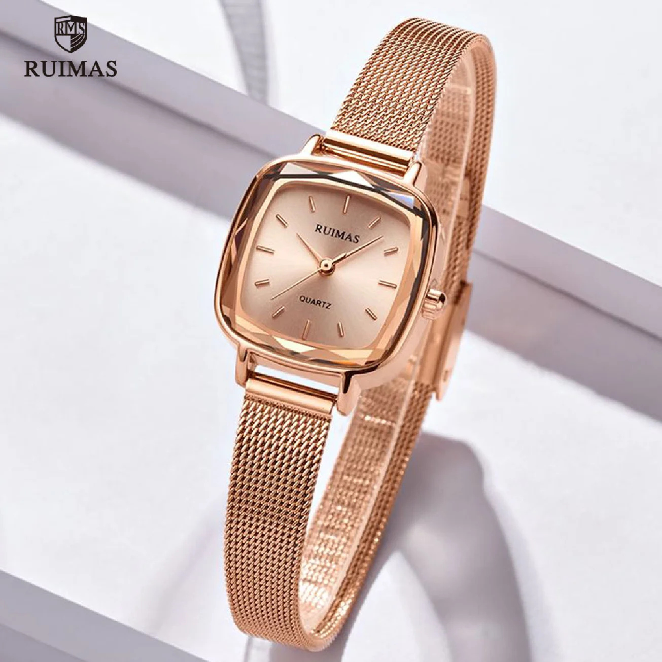 RUIMAS Women Square Watches Mesh Bracelet Quartz Wristwatch Female Top Brand Luxury Watch Ladies Waterproof Relogio Feminino 571 enlarge