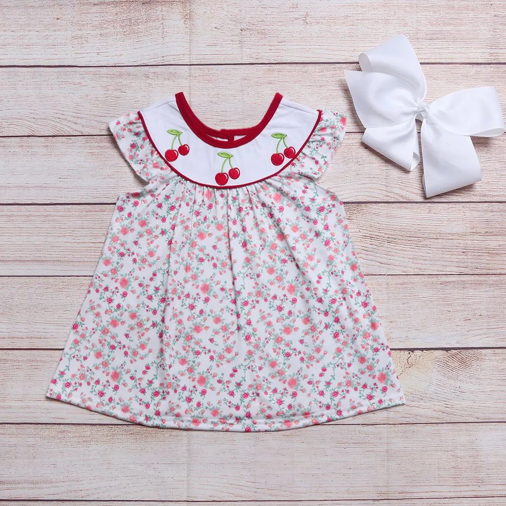 

Baby Girls Dress Children One Piece Cherry Embroidery Cotton Clothes Child Costum Sweet Princess Skirt Outfits For 1-8T Babi