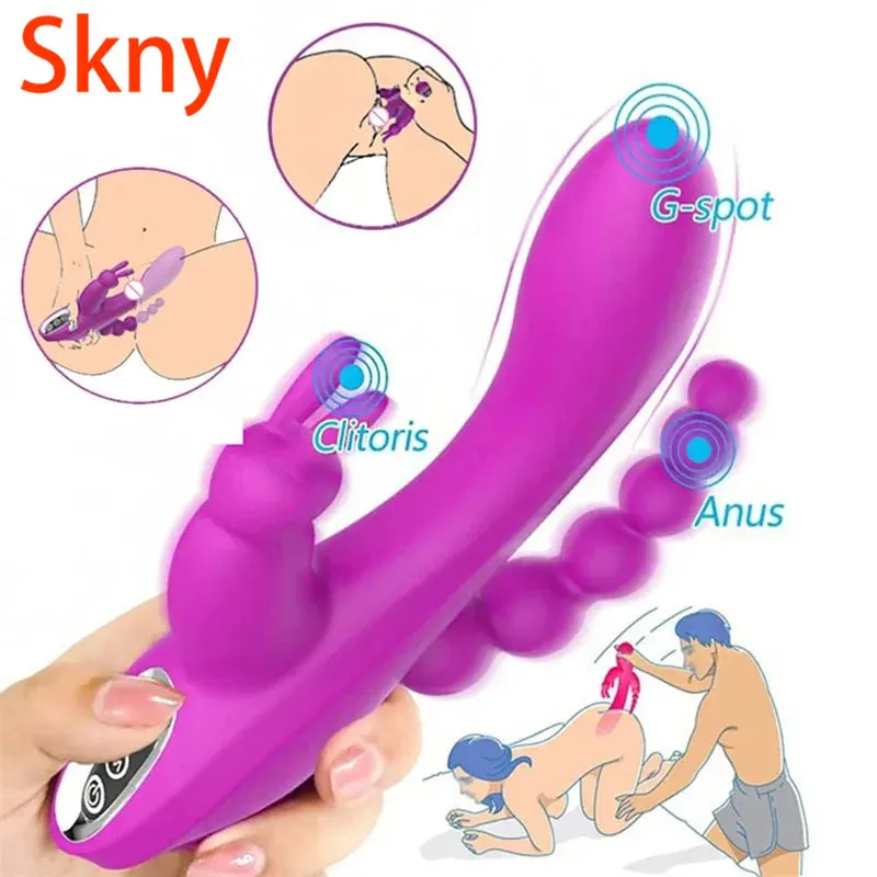 Вибратор 3 в 1 кролик G-Spot для женщин стимулятор клитора анальный пенис