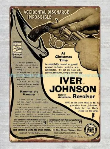 1p 1907 Ad Iver Johnson's Arms Cycle Works Оборона Револьверный пистолет Безопасная