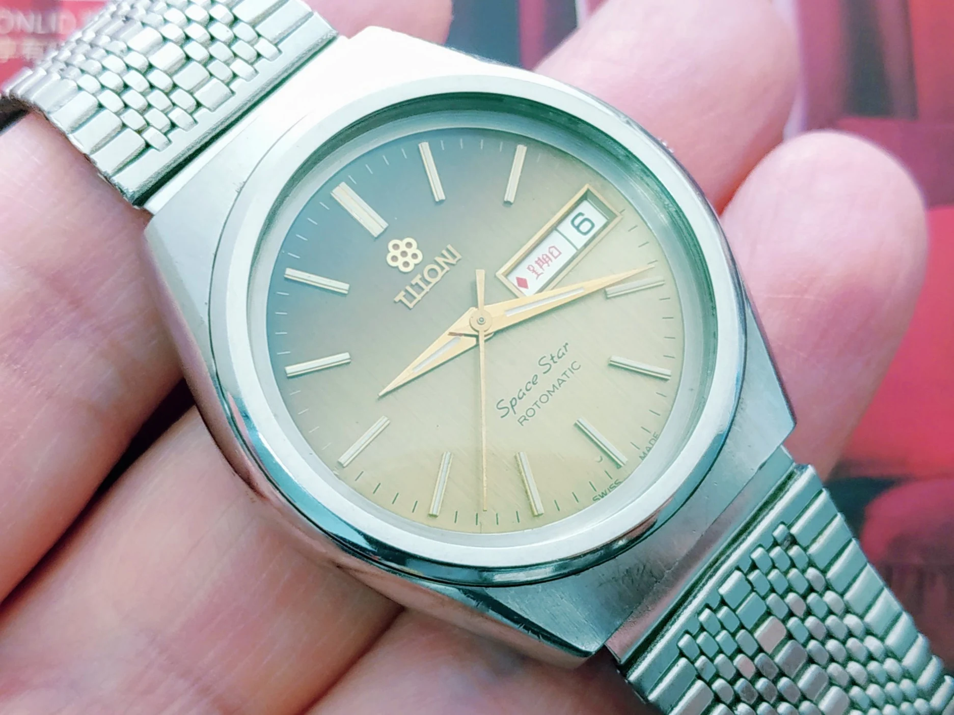

TITONI Gradual smoked plate space star Swiss double calendar original automatic men's watch Eta 2878