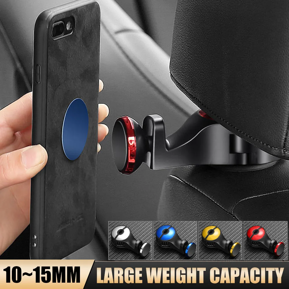 

Multifunctional Car Back Seat Headrest Hook with Magnetic Phone Holder 360° Rotation 2 In 1 Car Seat Hanging Hook Organizer