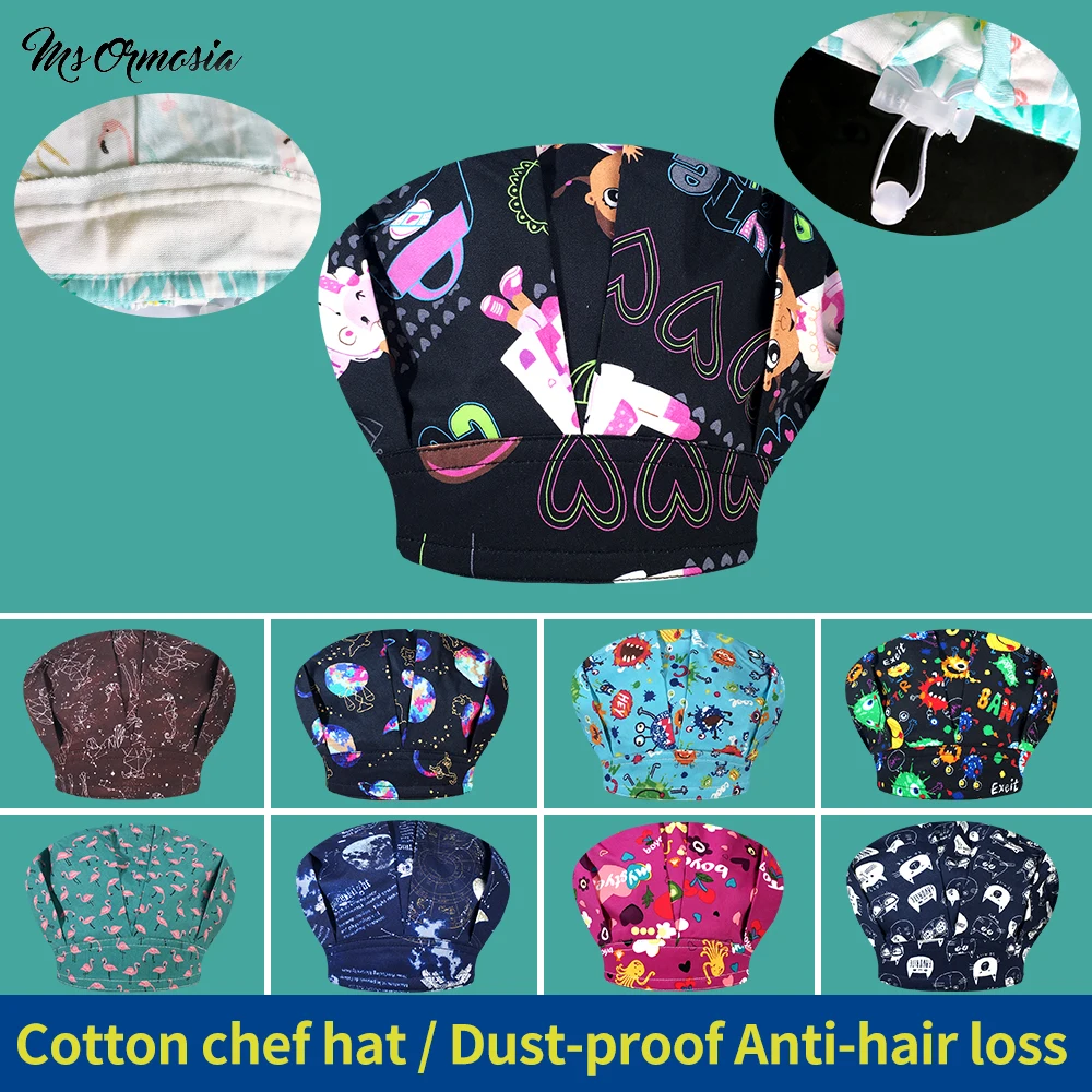 

Restaurant Chef Cooking Cap Animal Printing Catering Caps Clearance work Hat with Sweat Towel Adjustable Hotel Kitchen Work Hat