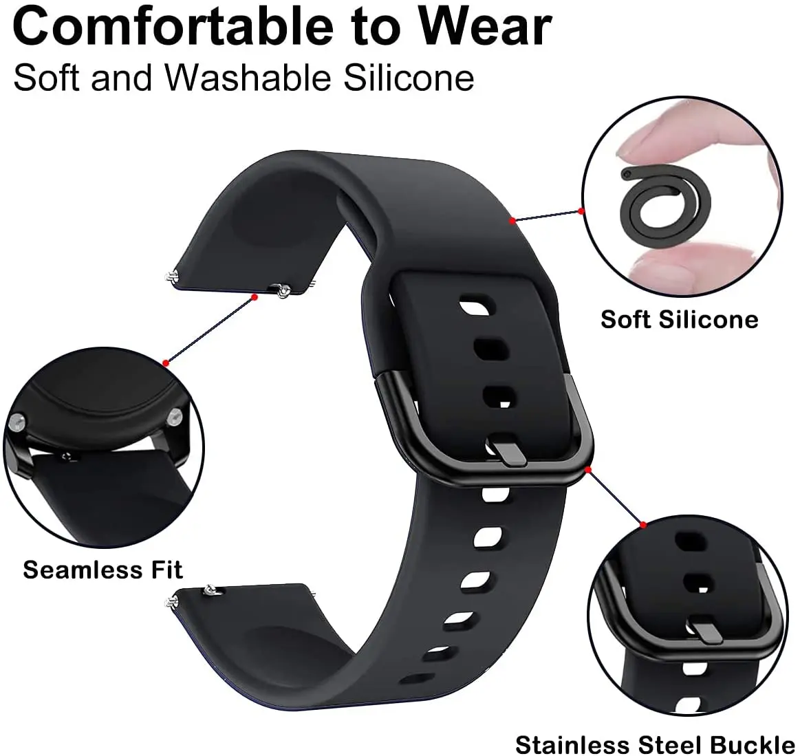 22mm 20mm Silicone strap for Active 2/Samsung Galaxy Watch 3/Huawei watch GT GT2  Replacement strap for Amazfit GTR Bip correa