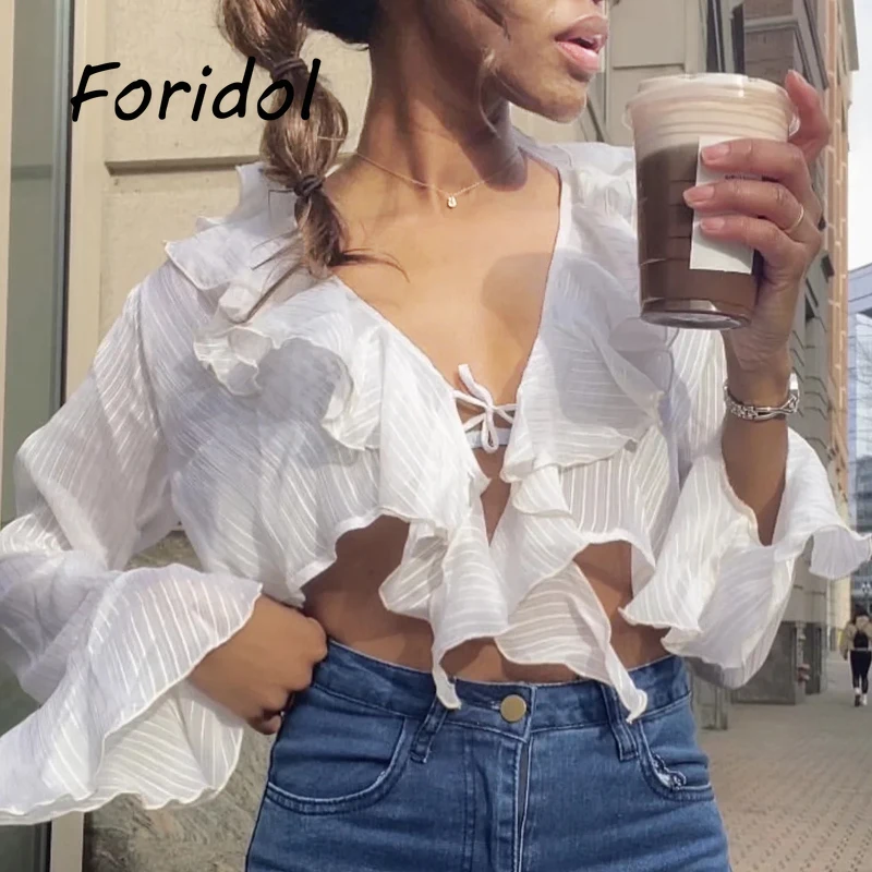 Женский шифоновый укороченный топ из прозрачного тюля блузки в пляжном стиле