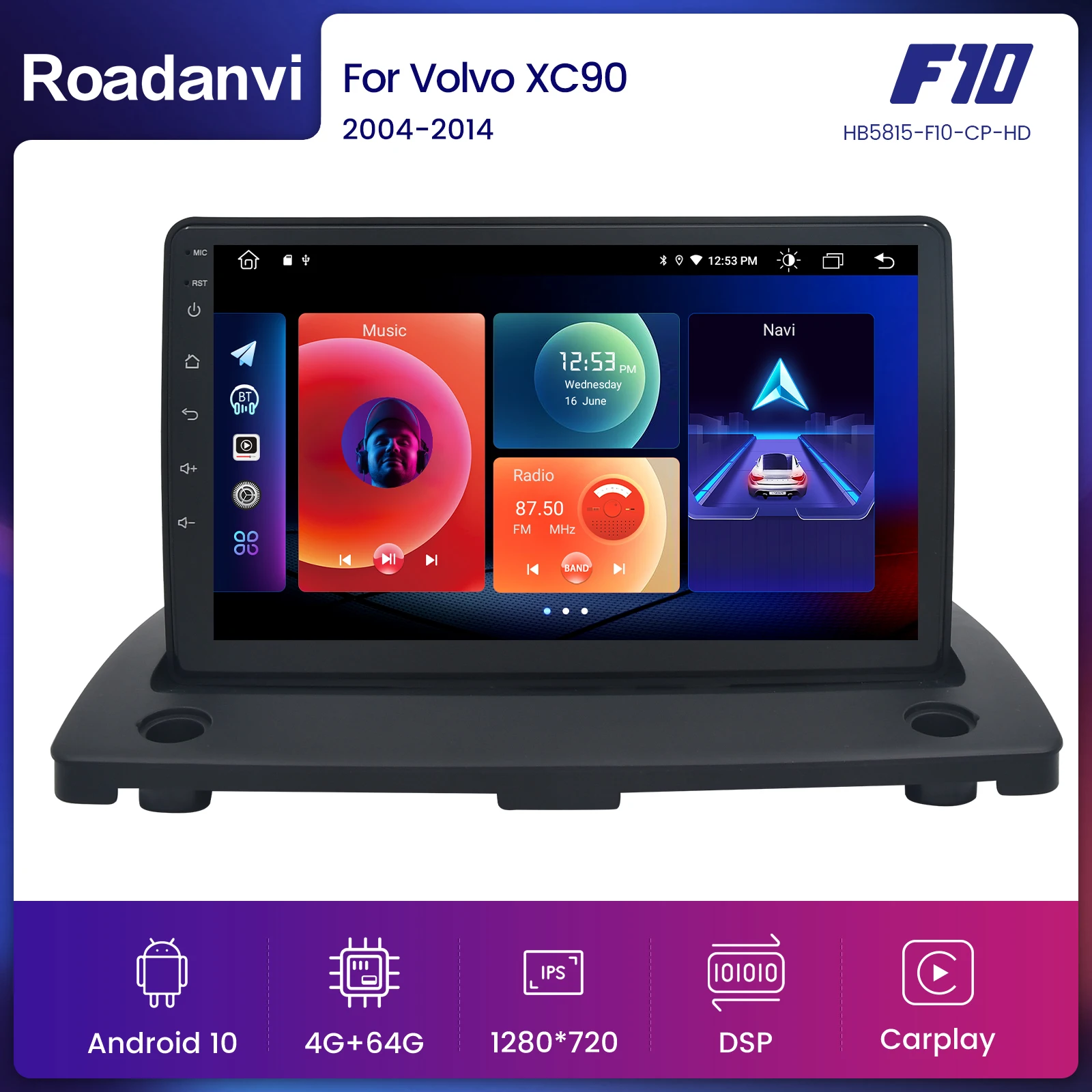 

Roadanvi 9 inch Car Radio for Volvo XC90 2004 to 2014 with Android 10 Intelligent System Carplay Android Auto no din GPS Stereo