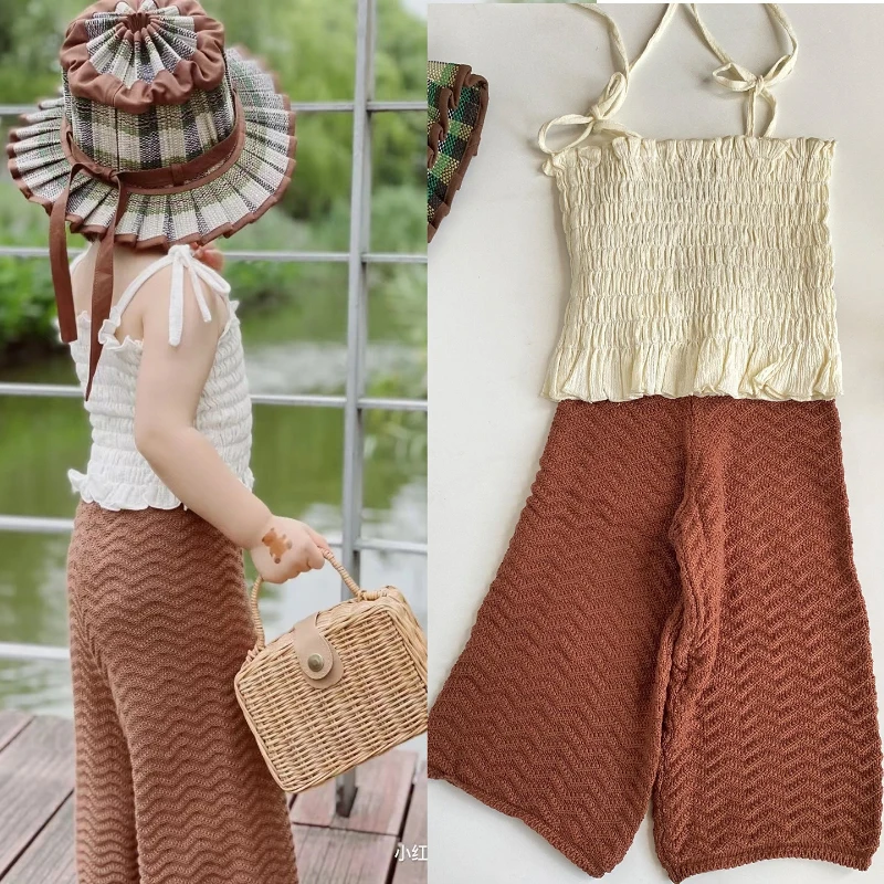 

Ins Hot Style 2022 Spring and Summer Tsf New Girl Denim All-match Wide-leg Knitted Trousers Girls