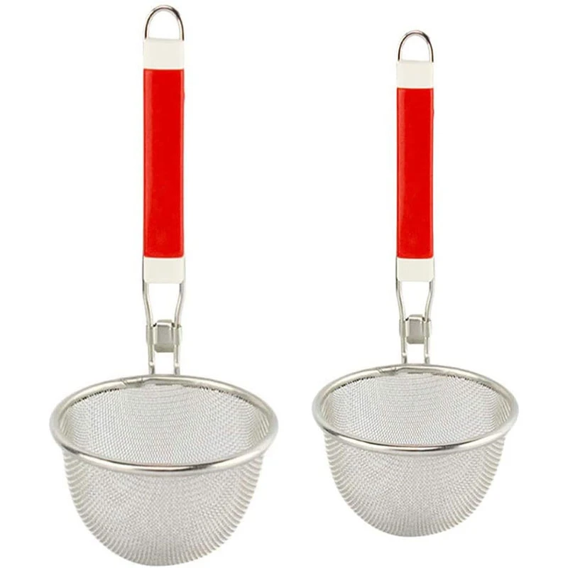 

HOT 2PCS Stainless Steel Strainer Kitchen Food Strainer Sieve Pasta Noodles Spicy Colander Tool, 12Cm & 14Cm