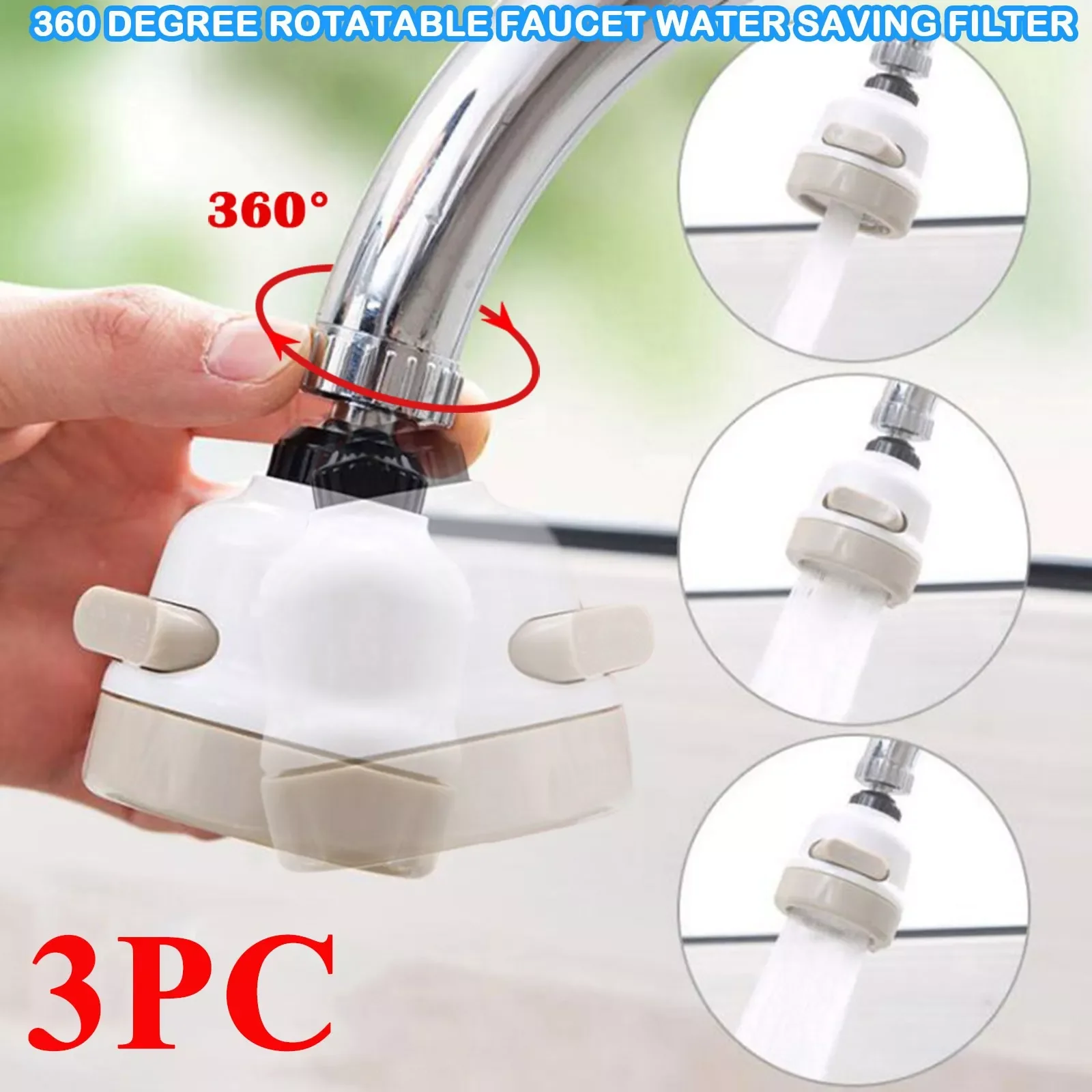 

Hand Held Shower Heads with Hose Water Kitchen 360 Rotat Filter Sprayre Faucet Rotatable Saving All Metal Shower Head