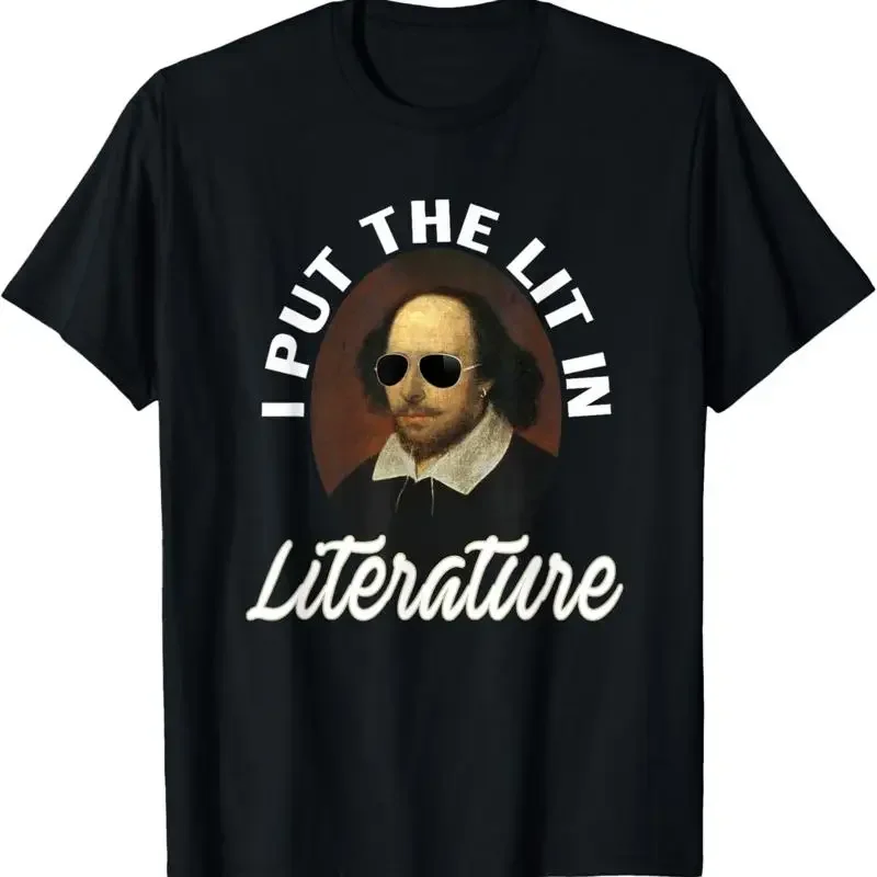 Фото Футболка I Put The Lit In Literature в стиле ретро с забавным принтом Шекспира №1