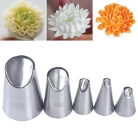 5pcs of chrysanthemum nozzle icing piping pastry nozzles kitchen gadget baking accessories making cake decoration pastry tools