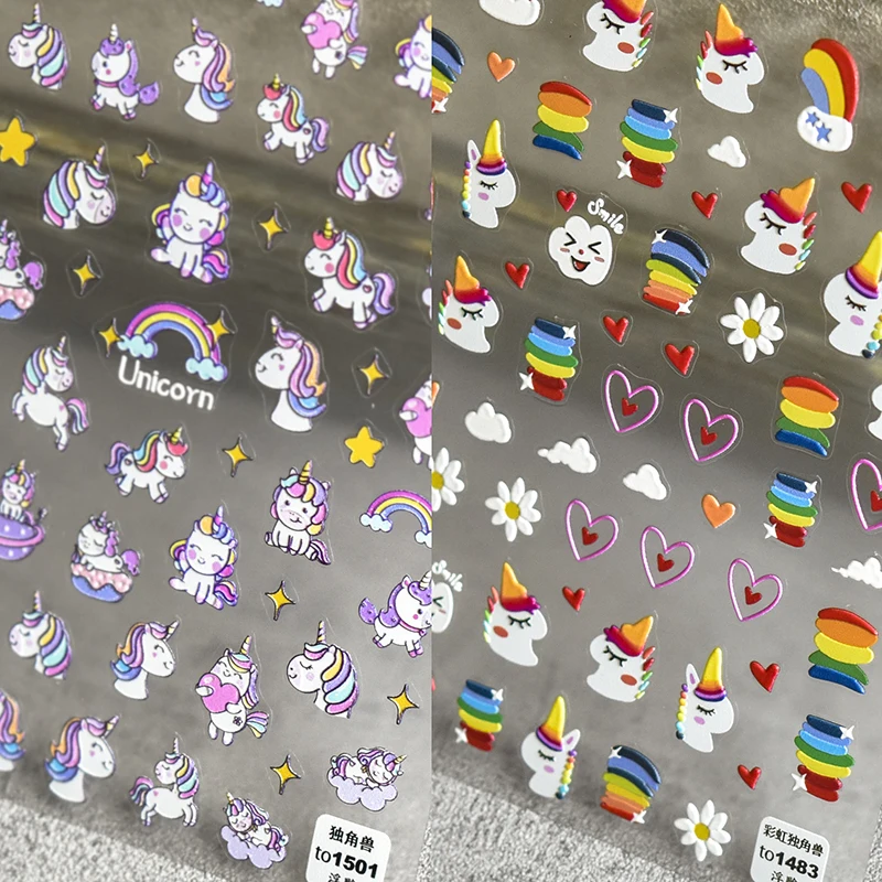 1 шт. наклейки для дизайна ногтей в виде единорога