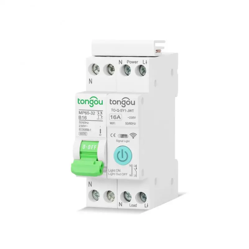 

Smart Circuit Breaker With Metering WIFI MCB 1P 10A/16A/25A/32A DIN Rail Loop Timing Remote Tuya Switch For Alexa Google Home