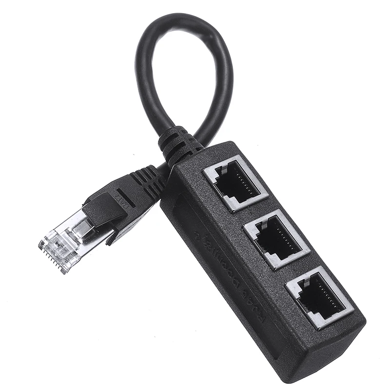 

Newest 3 in 1 RJ45 Female Ports Cable Adapter Black LAN Ethernet Splitter Network Extender Sockets Connection Cables