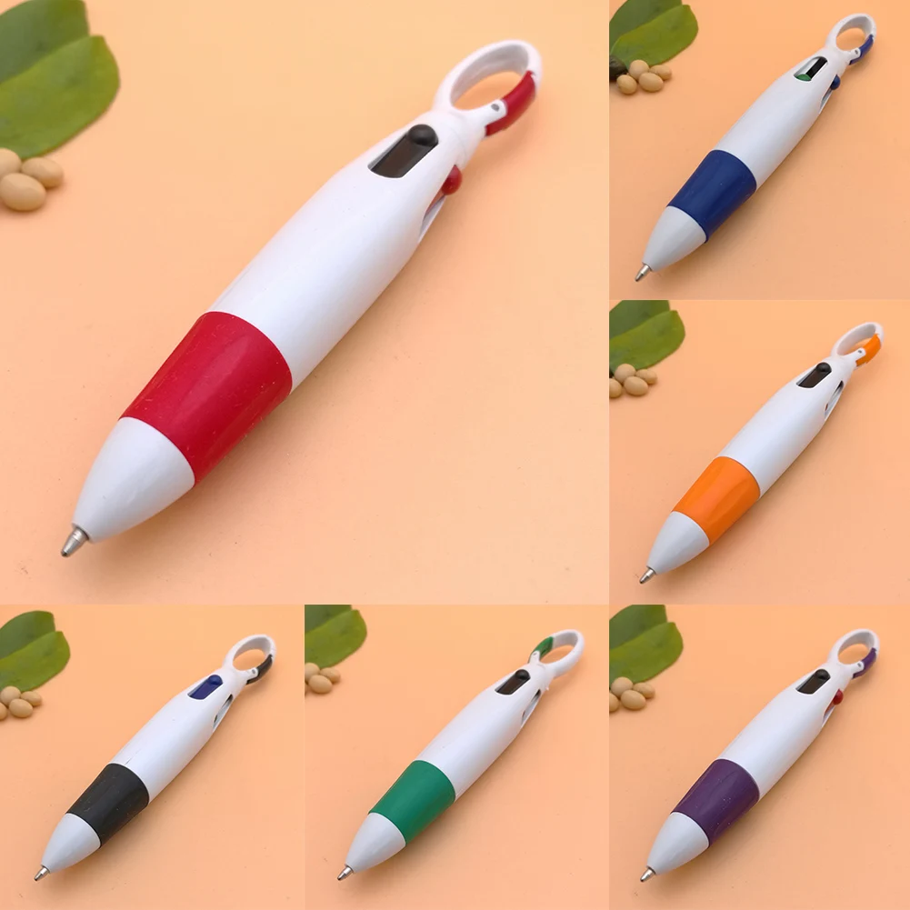 

With Buckle Keychain School Supplies Retractable Ballpoint Pen Portable For Office Smooth Writing Multicolor Home Student 4 In 1