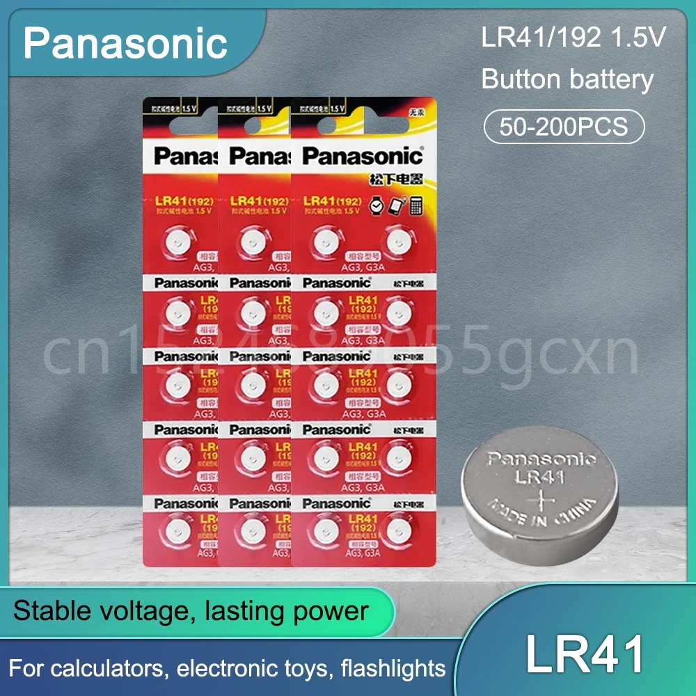 Щелочные кнопочные батарейки Panasonic 192 LR41 AG3 SR41 392 392A 384 L736 1,5 в, батарейки для игрушечного калькулятора, часов, часов 0% Hg