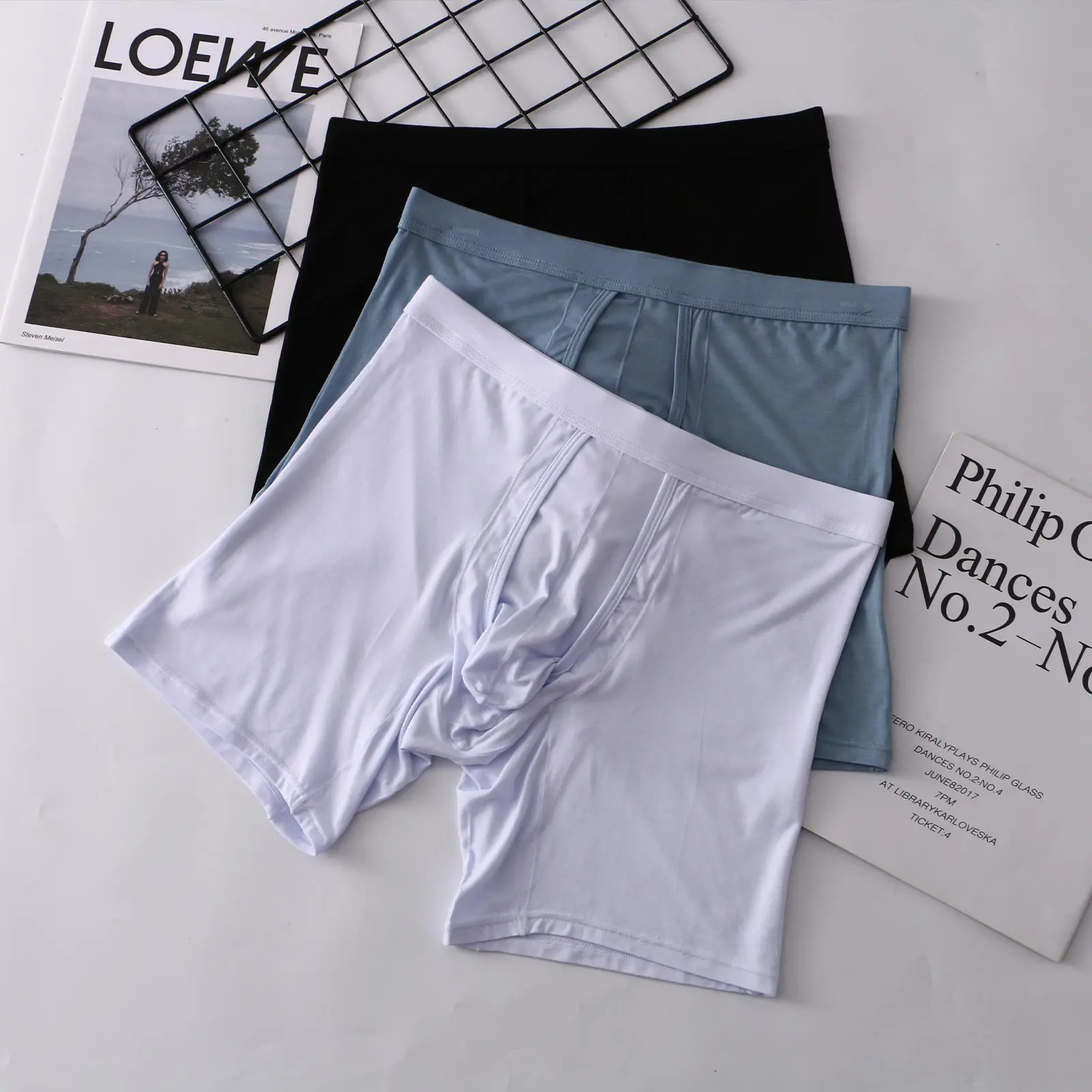 CLEVER-MENMODE 3pcs Sexy Men Boxer Underwear Men's Bullet Separation Pouch Underpants Boxershorts Male Panties Trunks