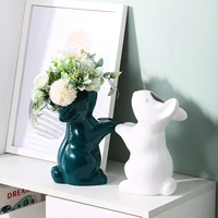 rabbit vase ceramic flower arrangement hydroponic potted creative animal crafts living room office flower vase home decoration