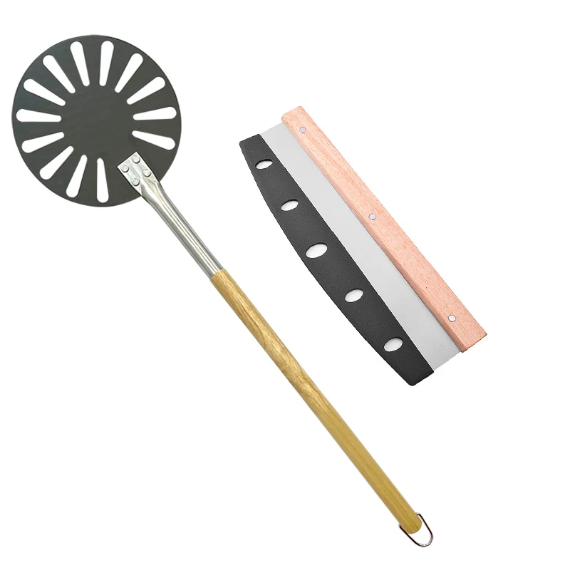 SHANGPEIXUAN 9-дюймовая пицца кожура с резцом набор вращающаяся деревянная ручка