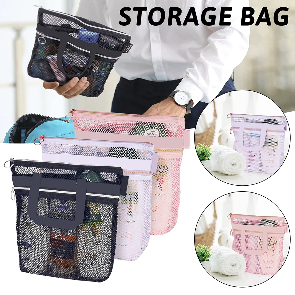 

Ransparent Mesh Cosmetic Bag Travel Toiletry Portable Shower Tote Handbag Clear Makeup Case Multifunctional Storage Bag Gym New