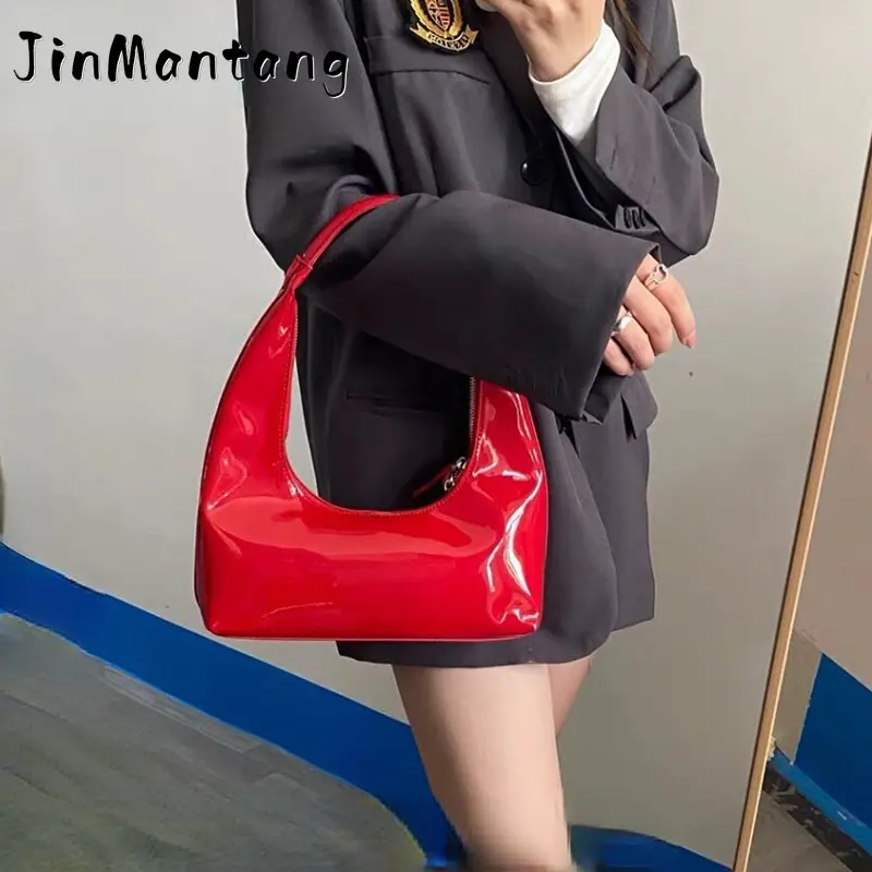 

Luxury Design Clutch Tote Bags for Women Fashion Armpit Oil Patent Leather Hobo Bag Lady Brand Shoulder Bags Daily Handbag Purse