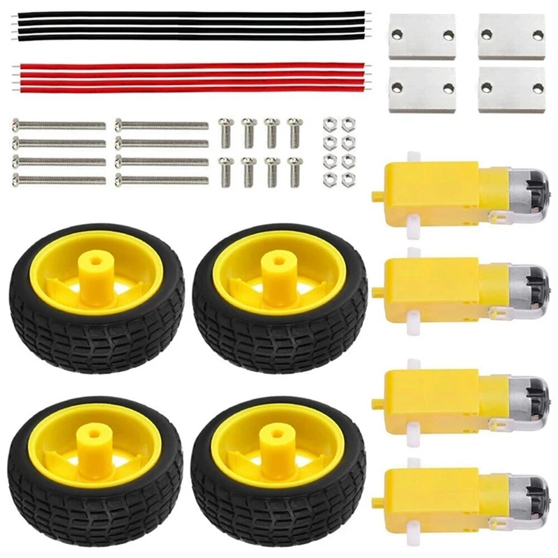 

Комплект Шестерни + мотор + резиновое колесо для самостоятельной сборки, комплект электрических колес для умного автомобиля-робота, для UNO 4WD...