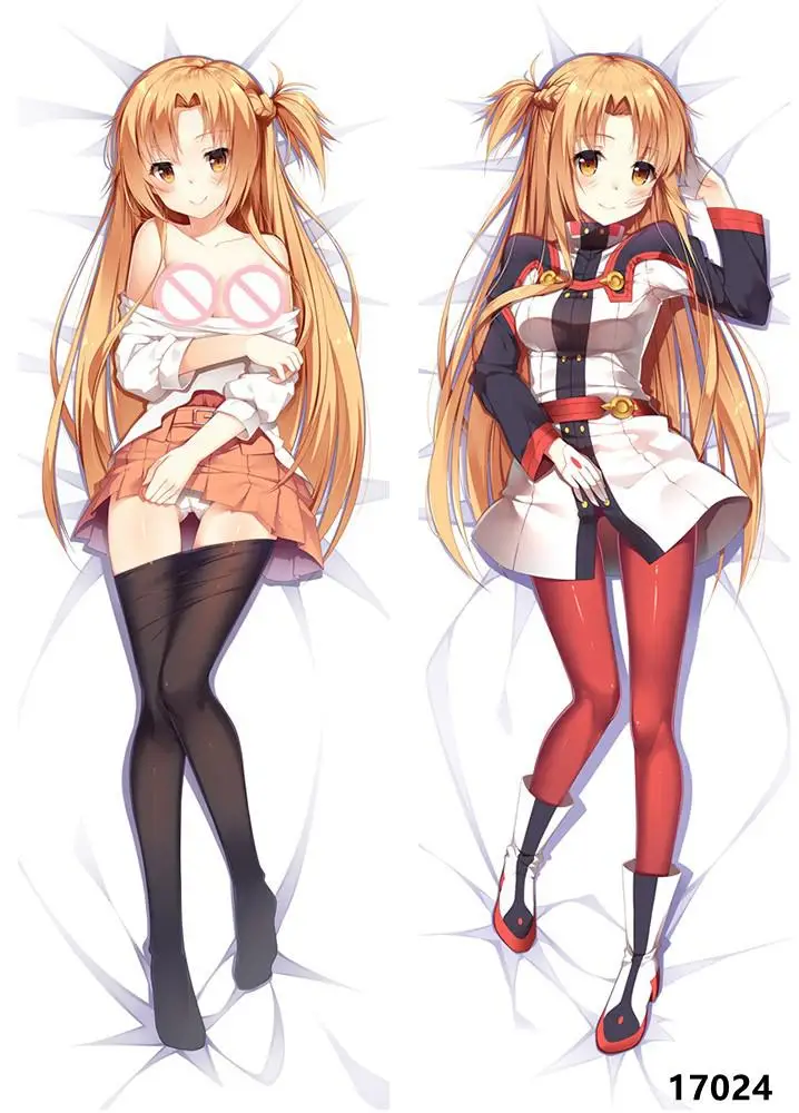 Наволочка для подушки с изображением героинь из аниме Sword Art Online Асуны, Асады Шино и других персонажей размером 60x180 см.