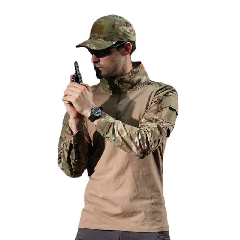 

Камуфляжная Боевая футболка, Мужская Тактическая Военная форма, футболки Мультикам, армейская одежда, топы с длинным рукавом для активного ...