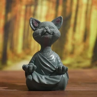 whimsical buddha cat figurine meditation yoga collectible happy cat decor home handicraft decoration