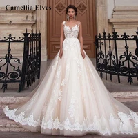 exquisite wedding dresses for women 2022 lace applique sheer neck backless sleeveless wedding bride gowns vestido de novia
