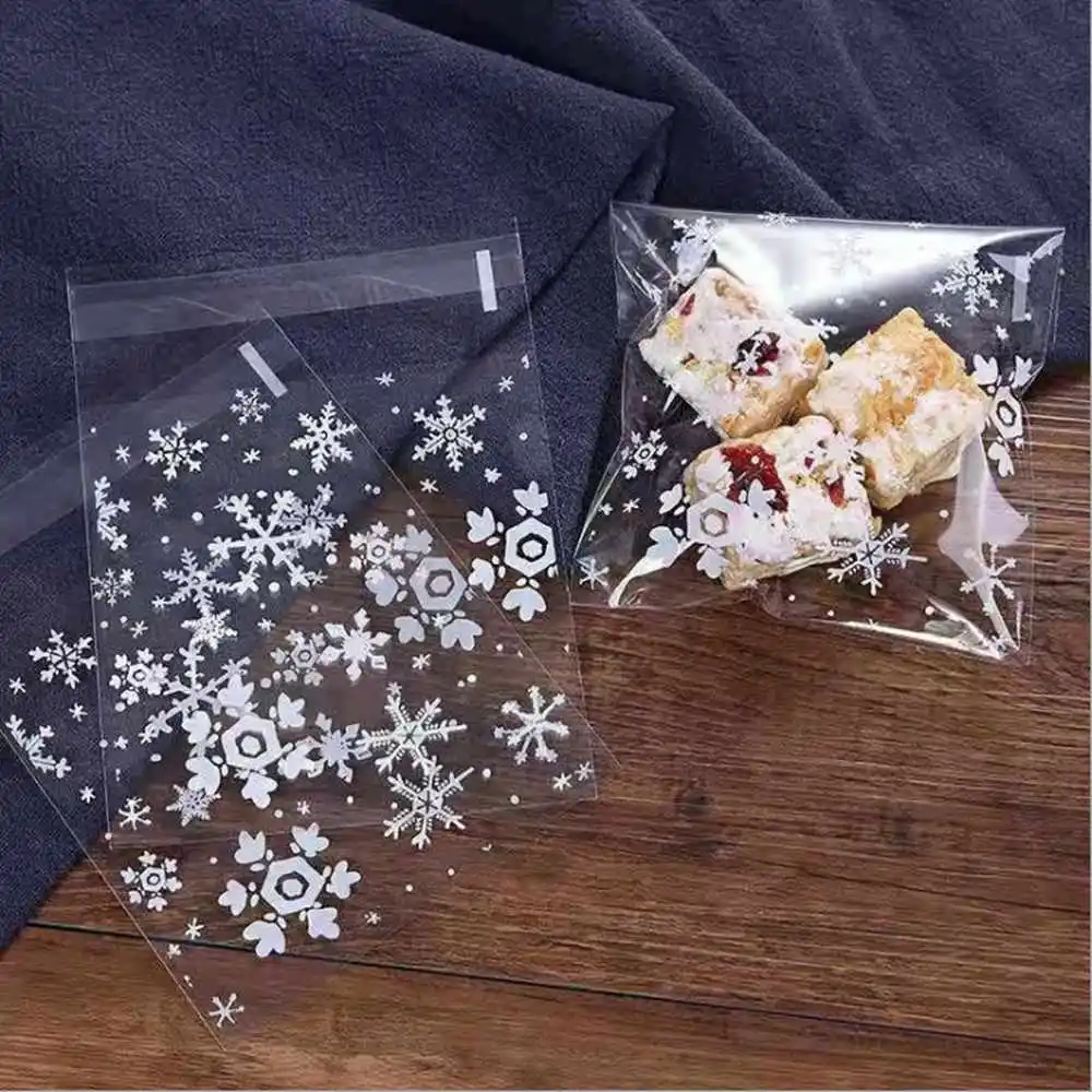 

Cookies Snowflake Biscuits Selfadhesive Dessert Snow Gift Party Packaging Transparent Frosted Baking Wedding Candy White