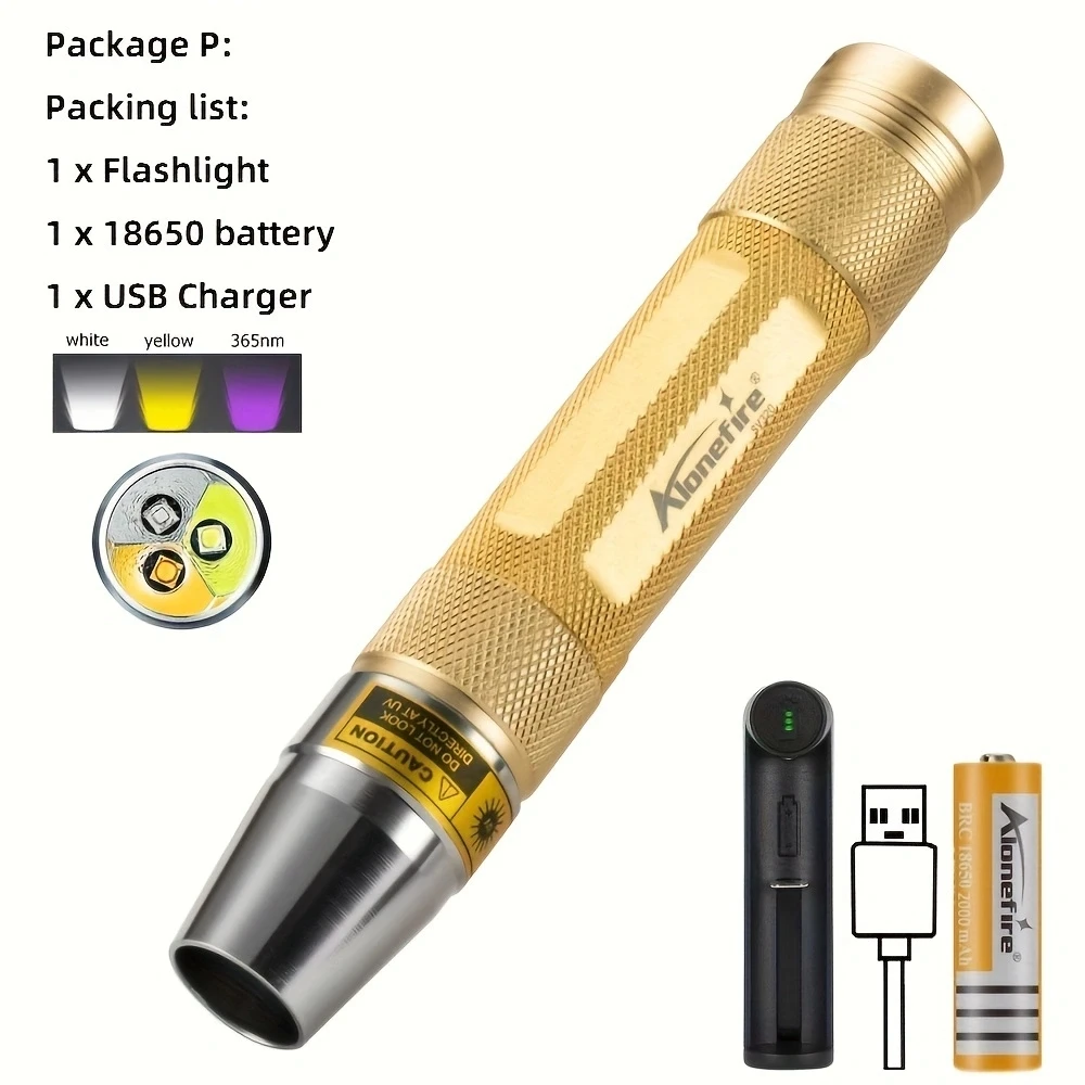

AloneFire SV320 Фонарик 3 в 1 Белый Желтый УФ 365нм