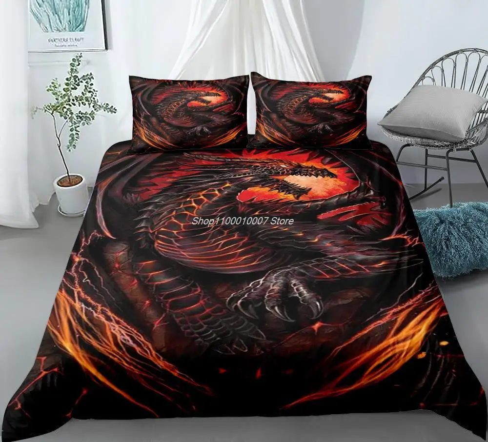 

Scientisfictional Dragon Duvet Cover Set Colorful Graffiti Bed Linen Set Bohemia Comforter Bedding Set Bedroom Set Queen