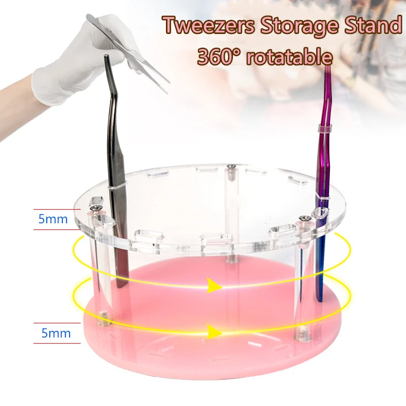 

360° Rotatable Eyelash Tweezers Storage Holder Stand 12 Holes Eyelash Extension Tweezers Display Shelf Acrylic Makeup Tool