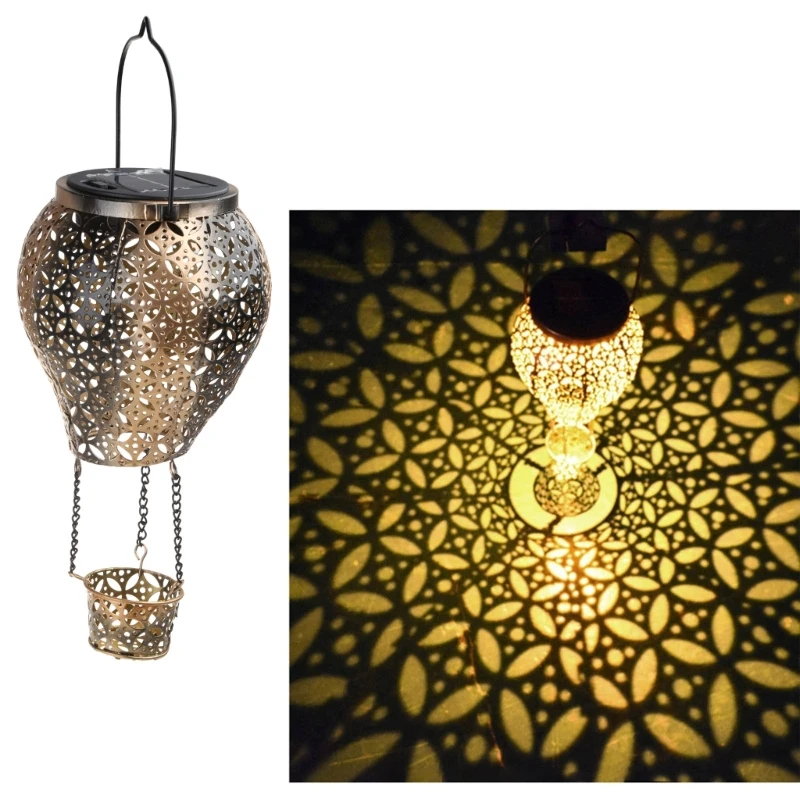 

KX4B Solar Hot Air Balloon Lantern Wrought Iron Yard Courtyard Decoration