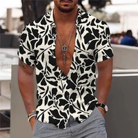 2022 hd coconut tree 3d digital printing mens hawaiian shirts loose breathable shirts party beach short sleeve tops streetwear