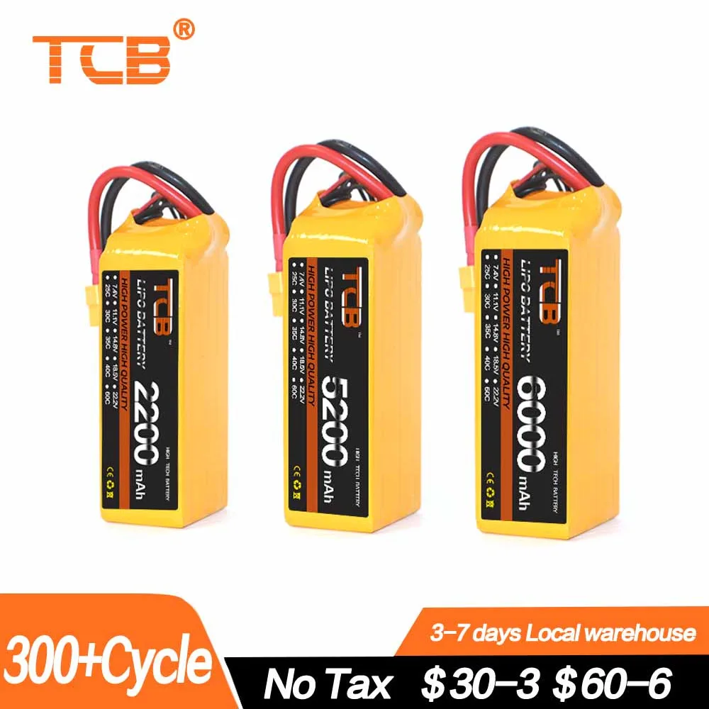 Аккумулятор TCB LiPo 6S, 6S, 22,2 в, 1300, 1800, 2600, 3000, 3500, 4000, 4500, 5200, мАч, 25c, 3035C40/60C для радиоуправляемых самолетов, вертолетов, автомобилей, дронов