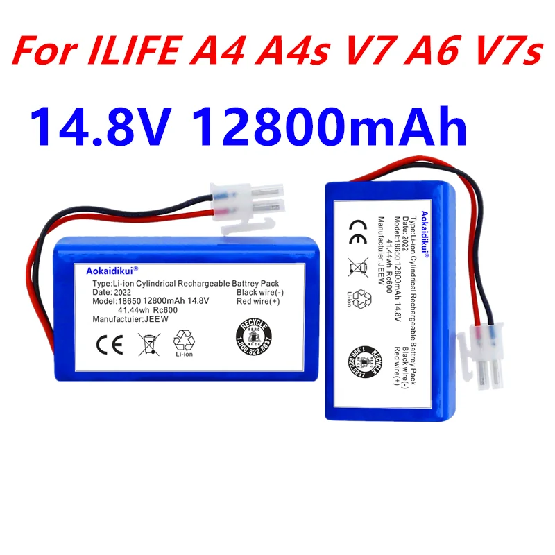 

Новинка/14,8 в 2800 мАч 9800 мАч 12800 мАч литиевая батарея для ILIFE A4 A4s V7 A6 V7s Plus робот-пылесоса ILife 4S1P полная емкость