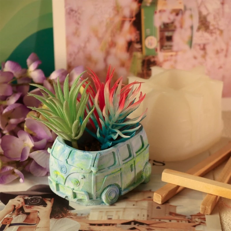 Простая в использовании силиконовая форма для автобусов и автомобилей цветочных