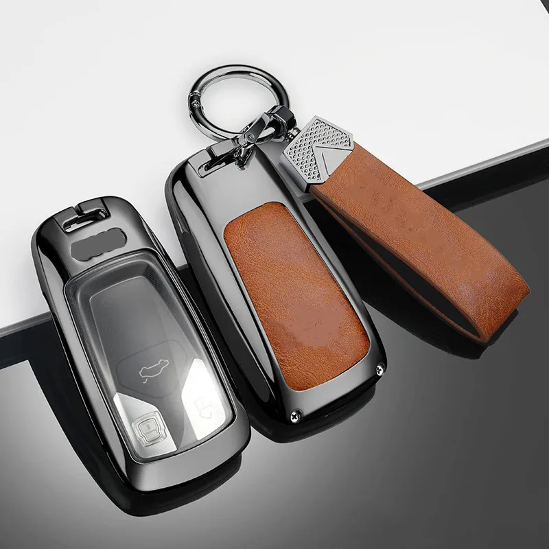 

New Leather Rope Zinc Alloy Remote Key Cover Case For Audi A4 B9 A5 A6 8S 8W Q5 Q7 4M S4 S5 S7 TT TTS TFSI RS Car Accessories