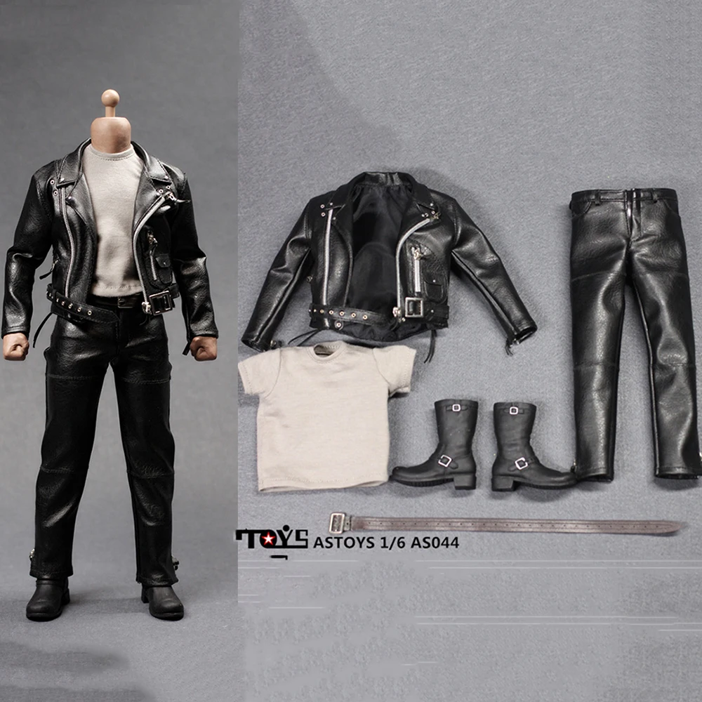 

In Stock 1/6 AS044 Arnold PunK Leather Black Jacket Suits Set Model Locomotive Version Toy Fit Male Figure M35 M34 Body Model