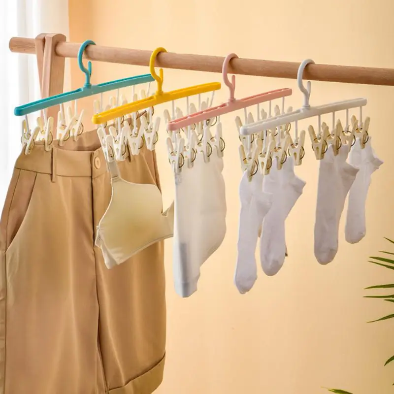 

Multi-Function Clothes Drying Rack Strong Clamping Force 360 Degree Rotated Store Air Drying Rack With Clip Save Space Durable