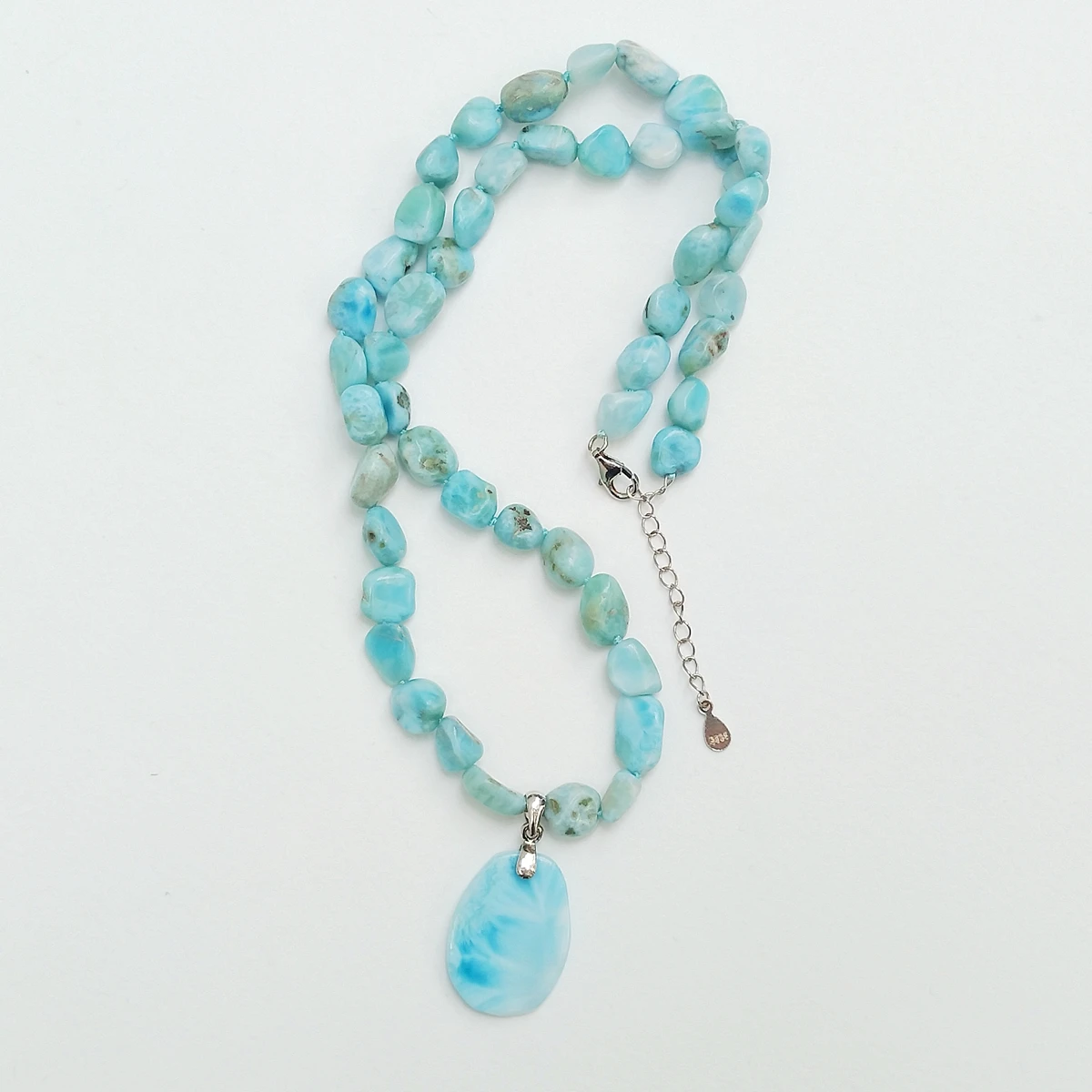 Женское Ожерелье-чокер Lii Ji Blue подвеска Larimar из серебра 925 пробы 45 + 4 см