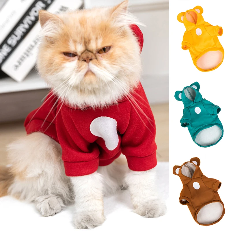 

Осенне-зимняя одежда для домашних питомцев, свитшот с капюшоном для собак, теплое пальто, свитер для кошек, костюм для холодной погоды для щенков, одежда для маленьких собак и кошек