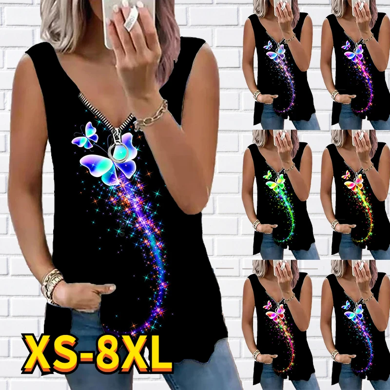 

Блузка женская с V-образным вырезом, без рукавов, на молнии